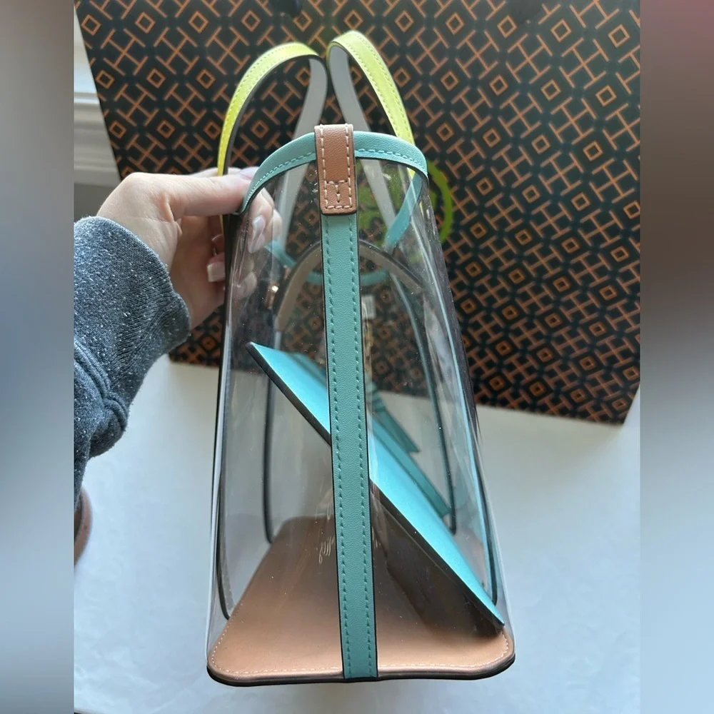 Tory Burch Blake Clear Small Tote Bag Crossbody Bag Clear Multi - Picture 6 of 13